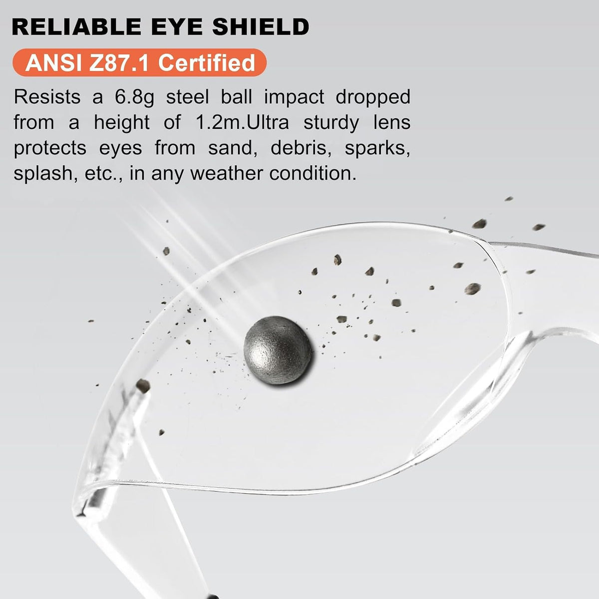 ANSI Z87.1 Clear Safety Glasses Bulk 120 pack, Safety Glasses for men and women, Scratch&Impact-Resistant Clear Protective Glasses for construction, lab, in-/outdoor work