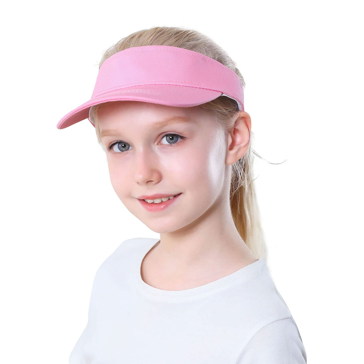 Komorebi Kids Visor Adjustable Cotton Girls Sun Hat for Golf Outfit,Tennis | Breathable & lightweight, easy to put on. UPF 50+ sun protection. Adjustable Velcro fits kids 6-12. Ideal for outdoor sports