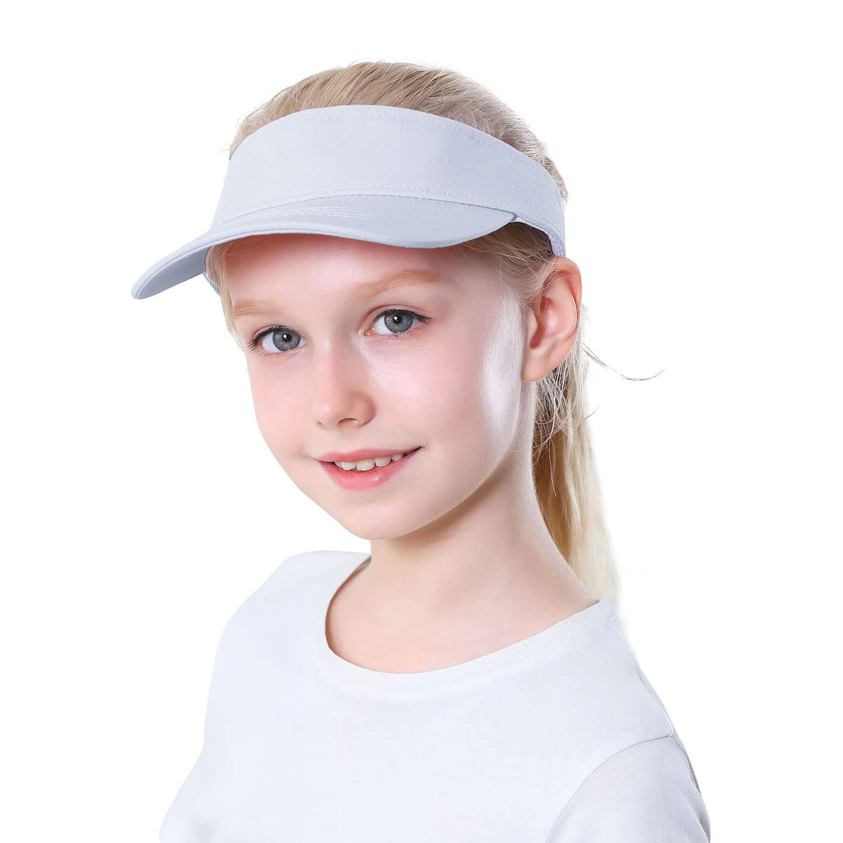 Komorebi Kids Visor Adjustable Cotton Girls Sun Hat for Golf Outfit,Tennis | Breathable & lightweight, easy to put on. UPF 50+ sun protection. Adjustable Velcro fits kids 6-12. Ideal for outdoor sports