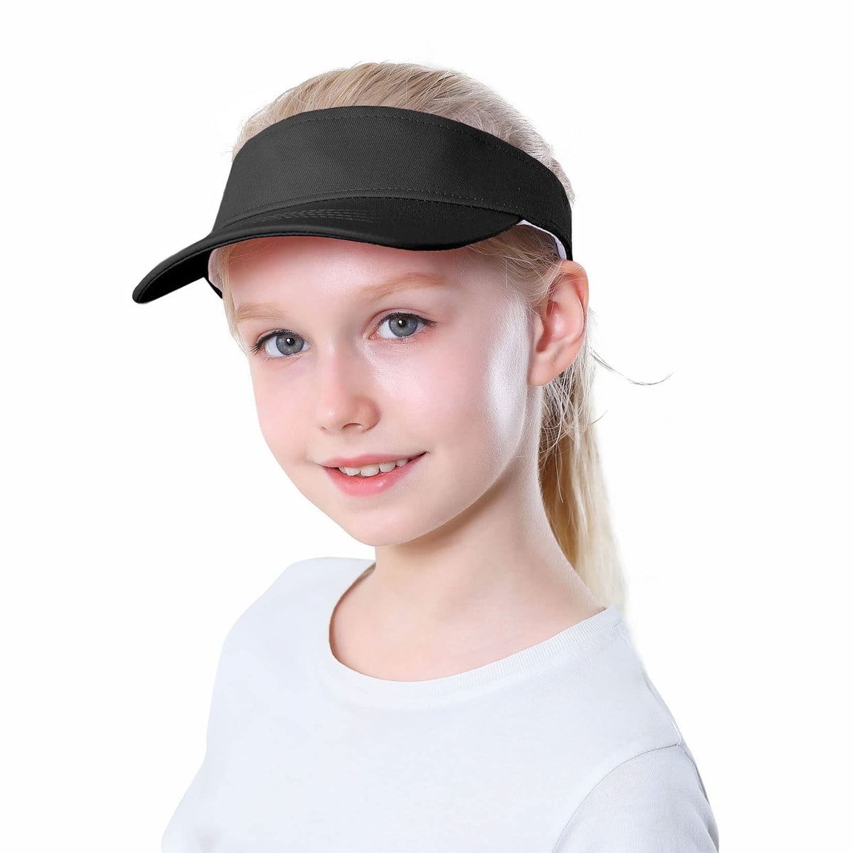Komorebi Kids Visor Adjustable Cotton Girls Sun Hat for Golf Outfit,Tennis | Breathable & lightweight, easy to put on. UPF 50+ sun protection. Adjustable Velcro fits kids 6-12. Ideal for outdoor sports