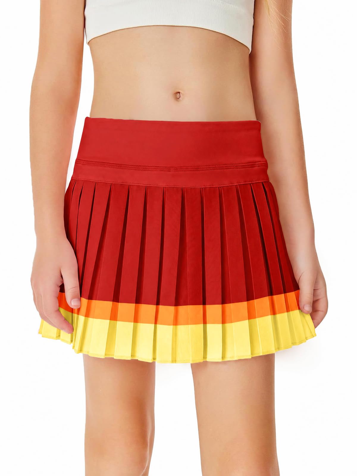 Haloumoning Girls Pleated Skirts with Shorts Athletic Tennis Skirt Skorts | Girls Pleated Tennis Skirt,Golf Skirt,with Pockets,Girls Skort,Sport,Performance