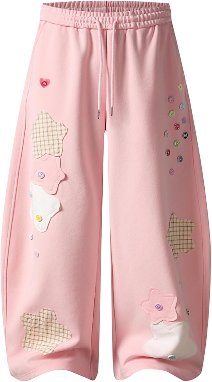 Aelfric Eden Star Patch Baggy Barrel Sweatpants Women Y2K Wide Leg Pants