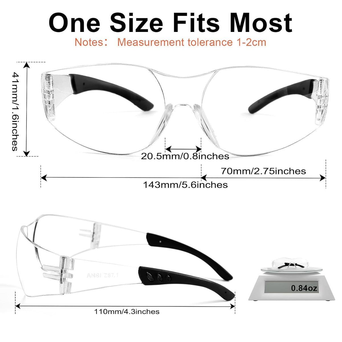 ANSI Z87.1 Clear Safety Glasses Bulk 120 pack, Safety Glasses for men and women, Scratch&Impact-Resistant Clear Protective Glasses for construction, lab, in-/outdoor work