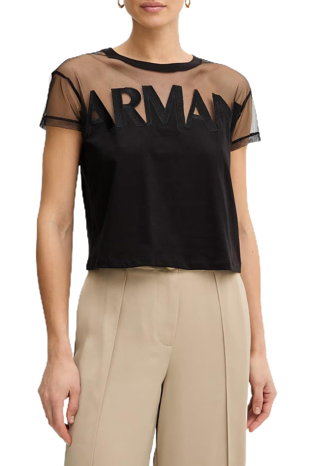 Armani Exchange Women's Cotton Jersey Mesh Tee