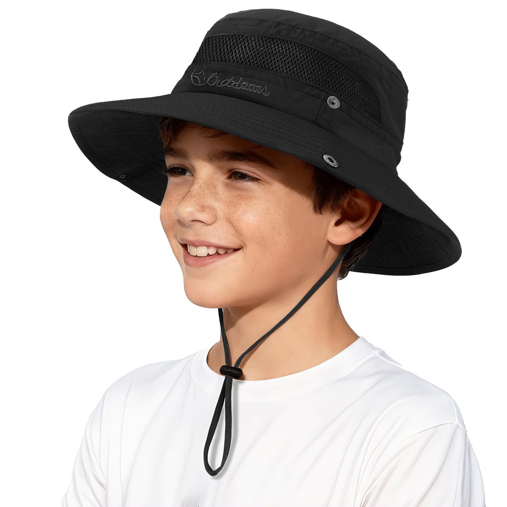 Komorebi UPF 50+ Kids Sun Hat，Wide Brim Bucket Hats for Kids Beach Outdoor | Fits kids ages 5-13, Breathable mesh stay cool dry all day, Adjustable chin strap, Lightweight for beach, trip, fishing