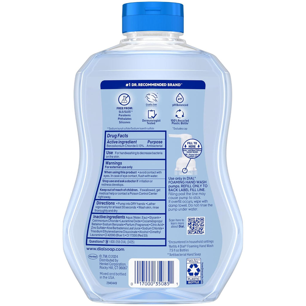 Dial Antibacterial Foaming Hand Soap Refill, Spring Water Scent, 30 Fl Oz