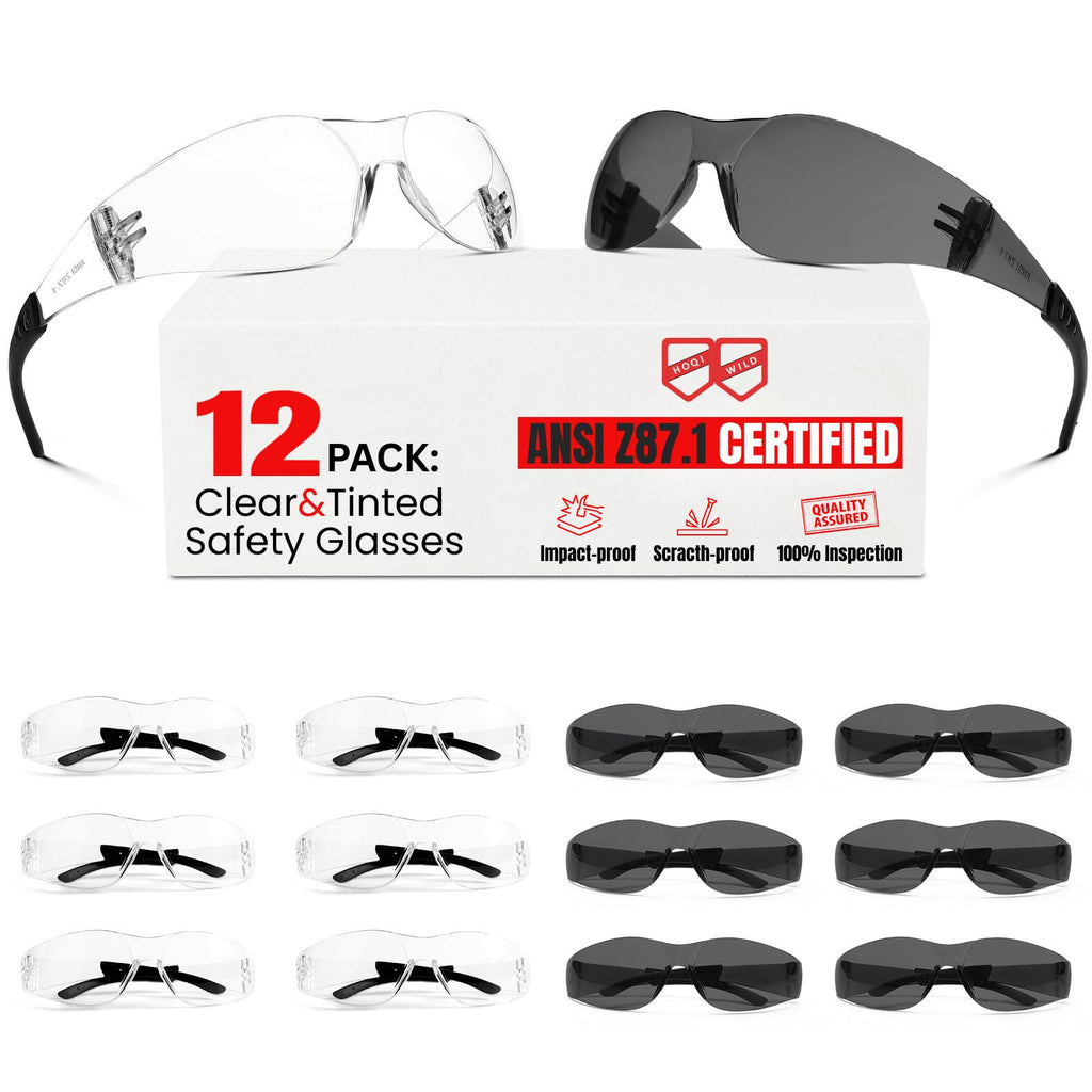 ANSI Z87.1 Clear Safety Glasses Bulk 120 pack, Safety Glasses for men and women, Scratch&Impact-Resistant Clear Protective Glasses for construction, lab, in-/outdoor work