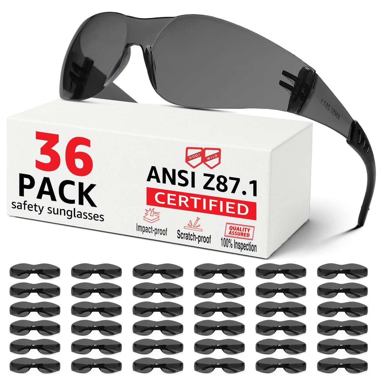 ANSI Z87.1 Clear Safety Glasses Bulk 120 pack, Safety Glasses for men and women, Scratch&Impact-Resistant Clear Protective Glasses for construction, lab, in-/outdoor work