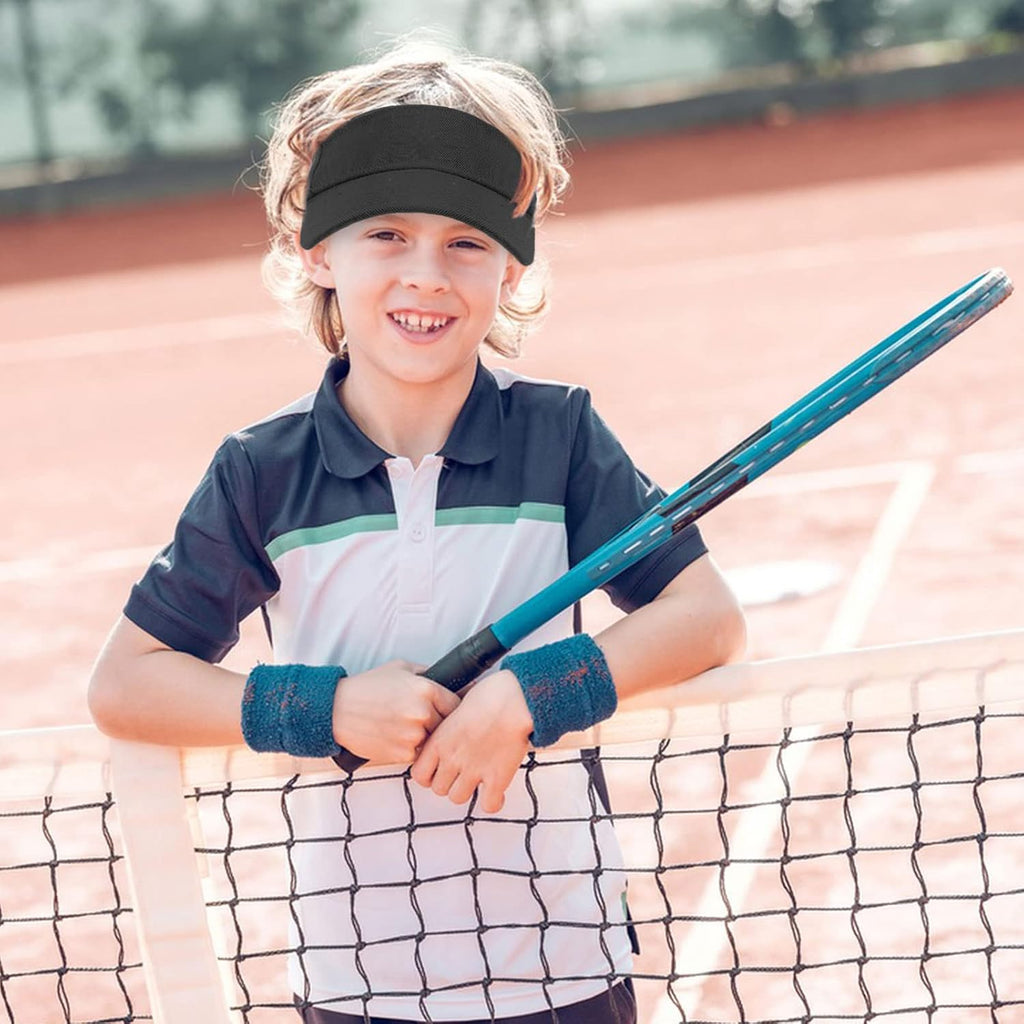 10 Pcs Kids Sun Visor Hats Boys Girls Athletic Sports Visor Adjustable UV Protection Beach Visor Fit 6 to12 Years Old