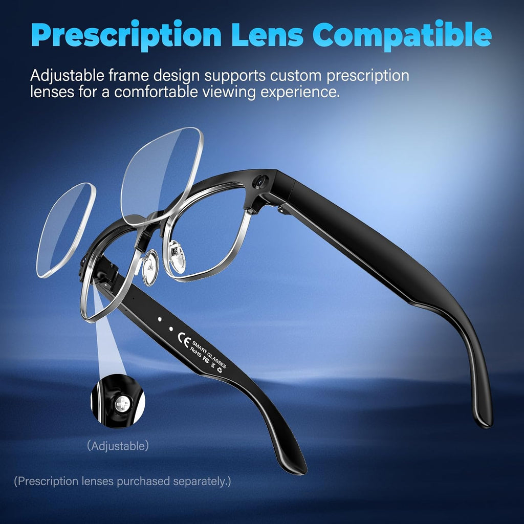 AI Smart Glasses with Camera, 4K EIS, Real-Time Translation