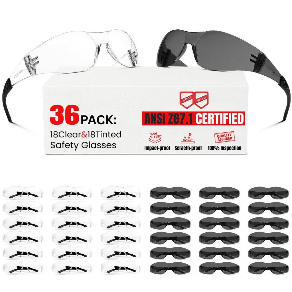 ANSI Z87.1 Clear Safety Glasses Bulk 120 pack, Safety Glasses for men and women, Scratch&Impact-Resistant Clear Protective Glasses for construction, lab, in-/outdoor work