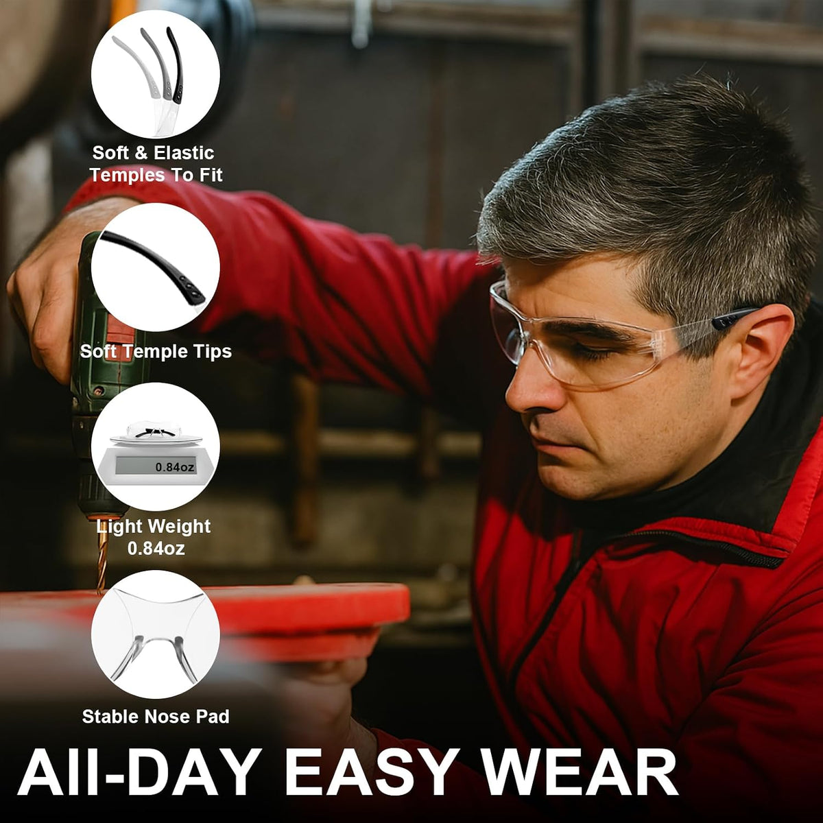 ANSI Z87.1 Clear Safety Glasses Bulk 120 pack, Safety Glasses for men and women, Scratch&Impact-Resistant Clear Protective Glasses for construction, lab, in-/outdoor work