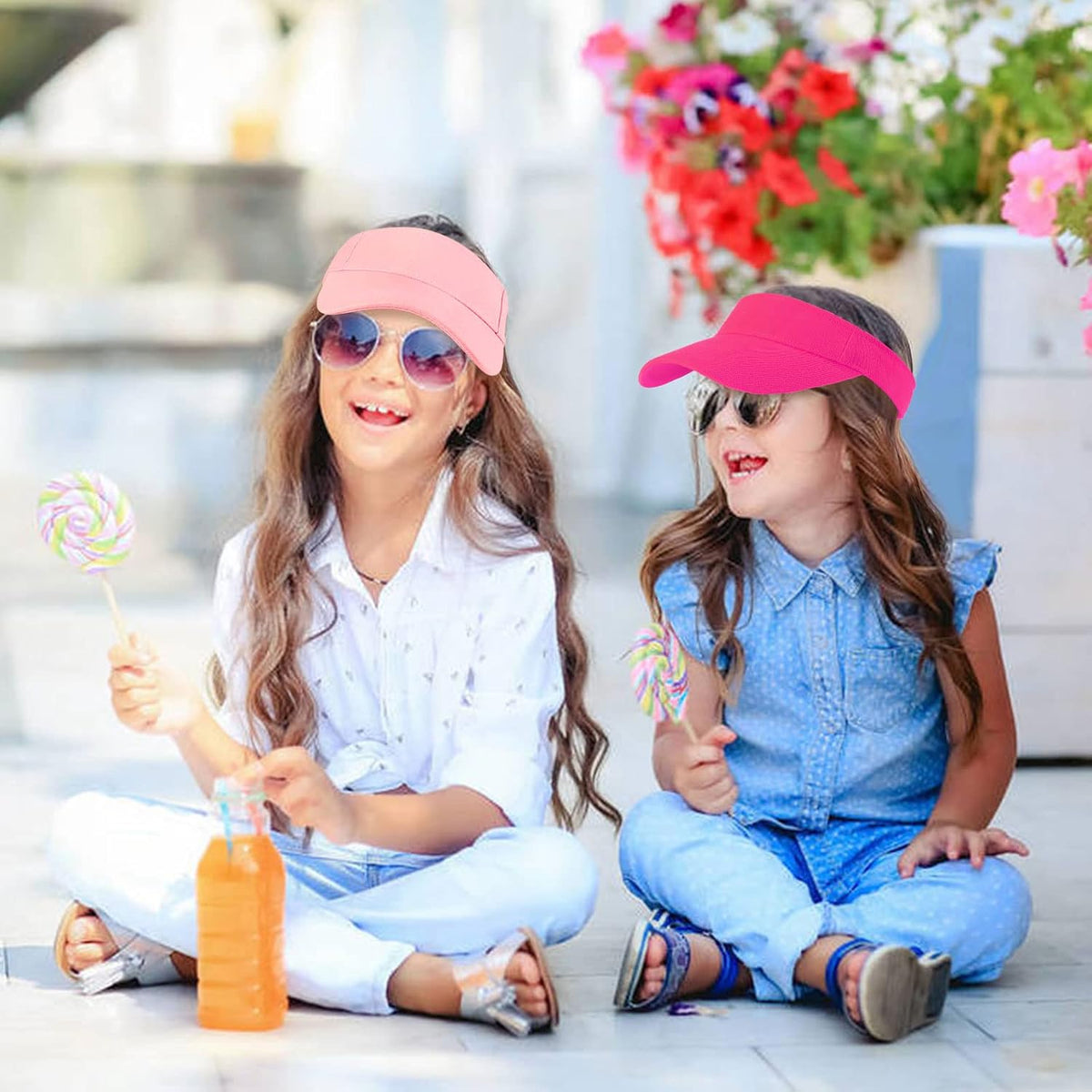 10 Pcs Kids Sun Visor Hats Boys Girls Athletic Sports Visor Adjustable UV Protection Beach Visor Fit 6 to12 Years Old