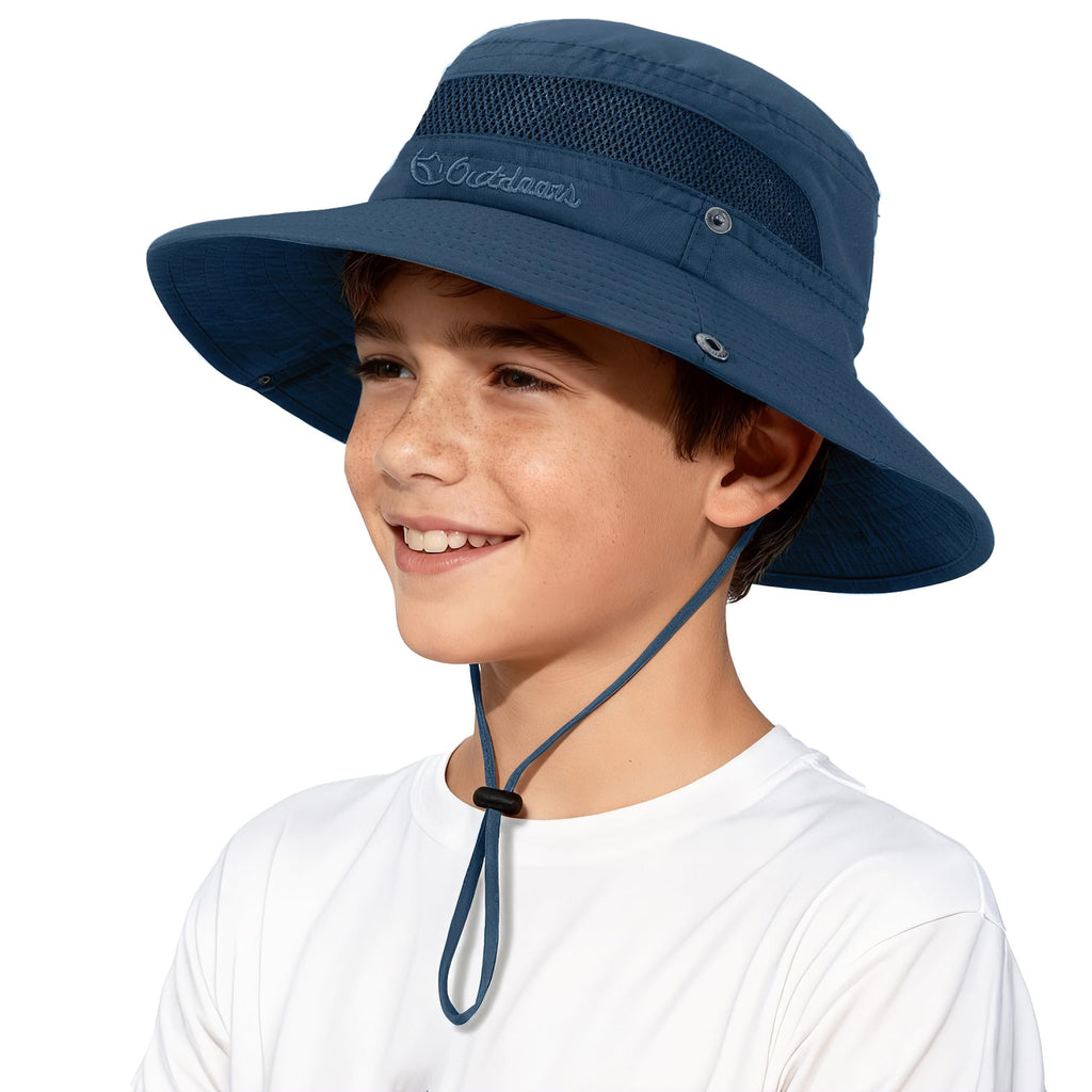Komorebi UPF 50+ Kids Sun Hat，Wide Brim Bucket Hats for Kids Beach Outdoor | Fits kids ages 5-13, Breathable mesh stay cool dry all day, Adjustable chin strap, Lightweight for beach, trip, fishing