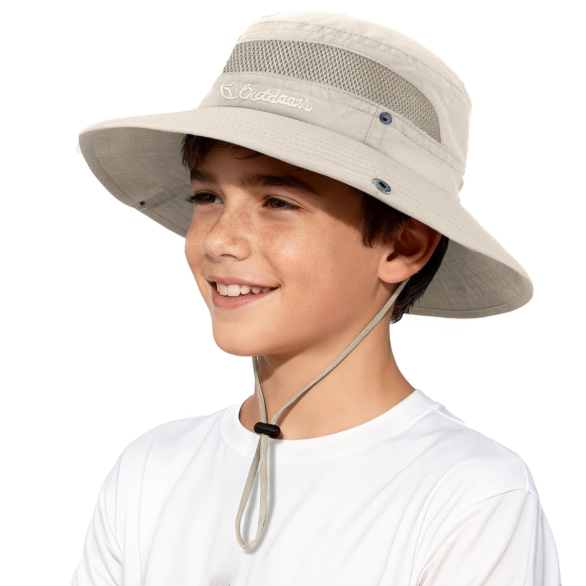Komorebi UPF 50+ Kids Sun Hat，Wide Brim Bucket Hats for Kids Beach Outdoor | Fits kids ages 5-13, Breathable mesh stay cool dry all day, Adjustable chin strap, Lightweight for beach, trip, fishing