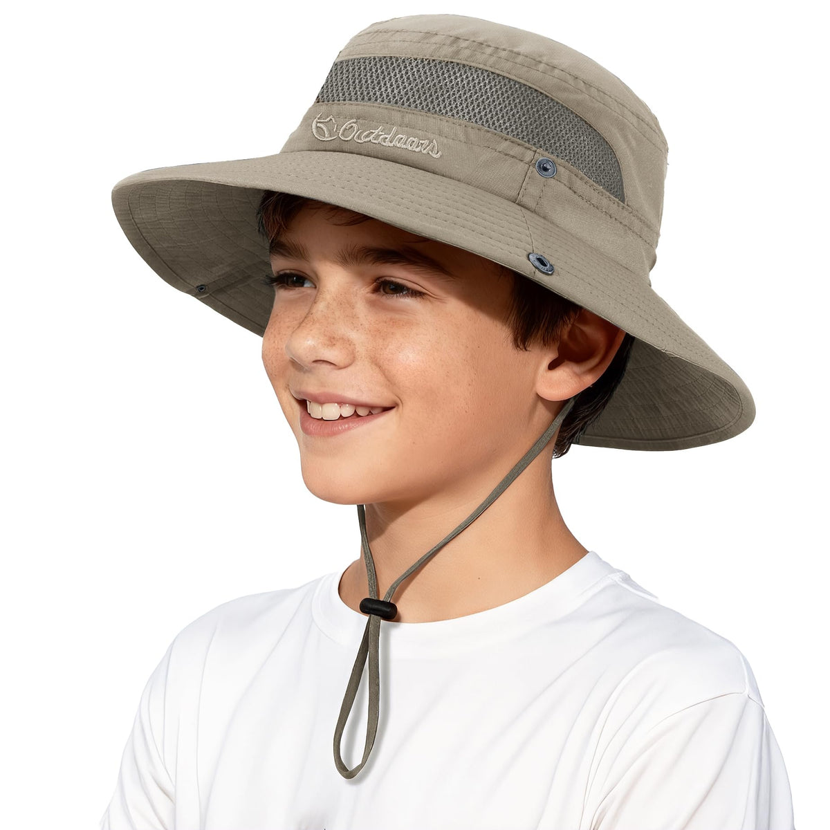 Komorebi UPF 50+ Kids Sun Hat，Wide Brim Bucket Hats for Kids Beach Outdoor | Fits kids ages 5-13, Breathable mesh stay cool dry all day, Adjustable chin strap, Lightweight for beach, trip, fishing