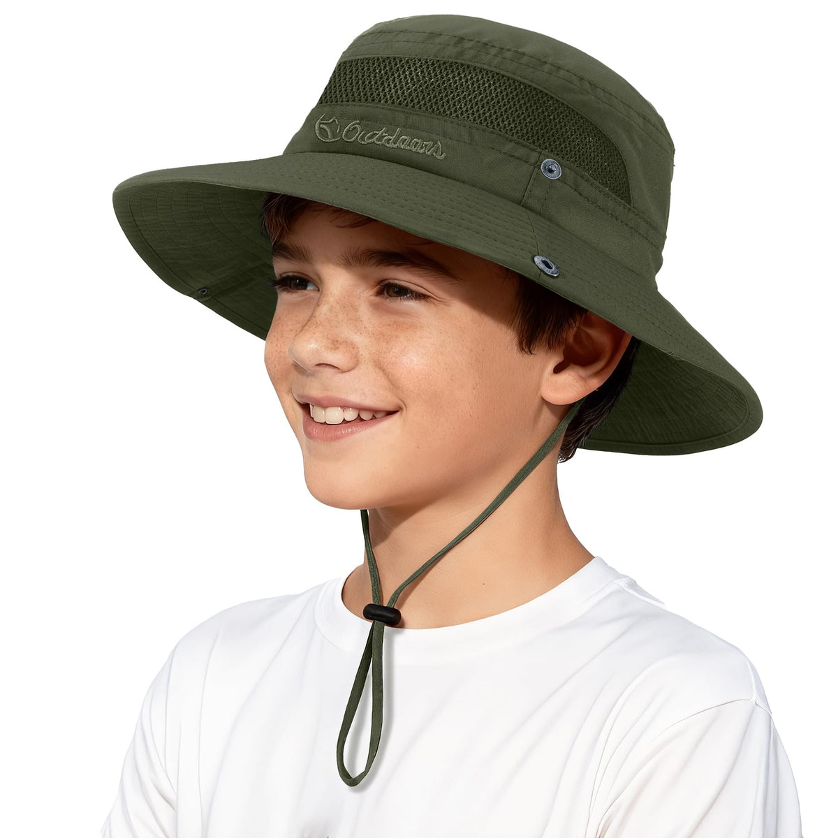 Komorebi UPF 50+ Kids Sun Hat，Wide Brim Bucket Hats for Kids Beach Outdoor | Fits kids ages 5-13, Breathable mesh stay cool dry all day, Adjustable chin strap, Lightweight for beach, trip, fishing
