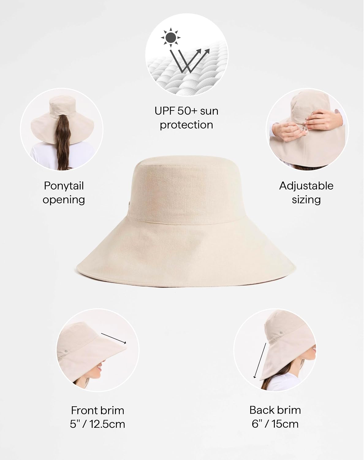 Solbari Women’s Ultra-Wide Cotton Linen Sun Hat UPF 50+