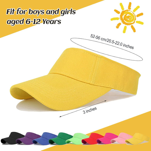 10 Pcs Kids Sun Visor Hats Boys Girls Athletic Sports Visor Adjustable UV Protection Beach Visor Fit 6 to12 Years Old