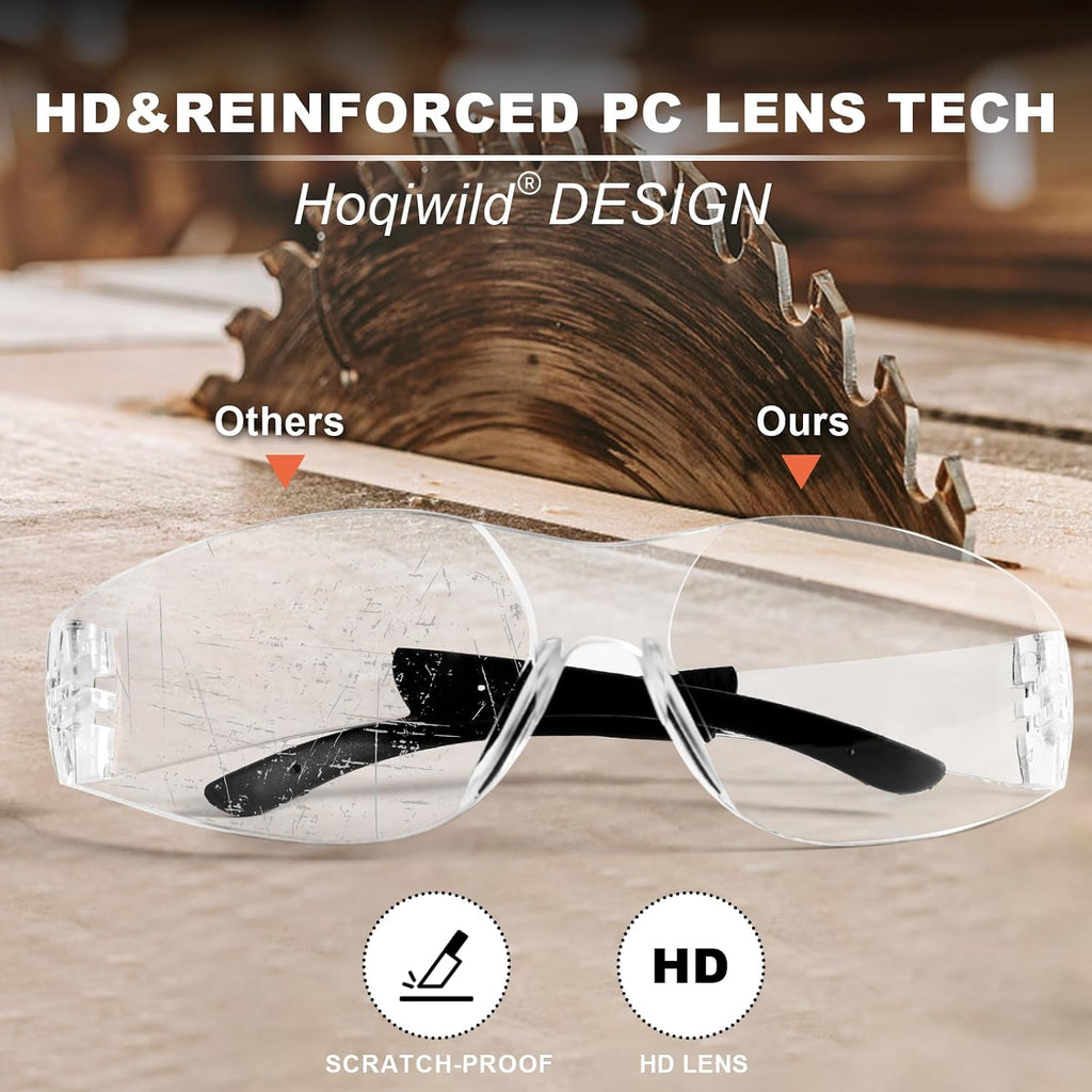 ANSI Z87.1 Clear Safety Glasses Bulk 120 pack, Safety Glasses for men and women, Scratch&Impact-Resistant Clear Protective Glasses for construction, lab, in-/outdoor work
